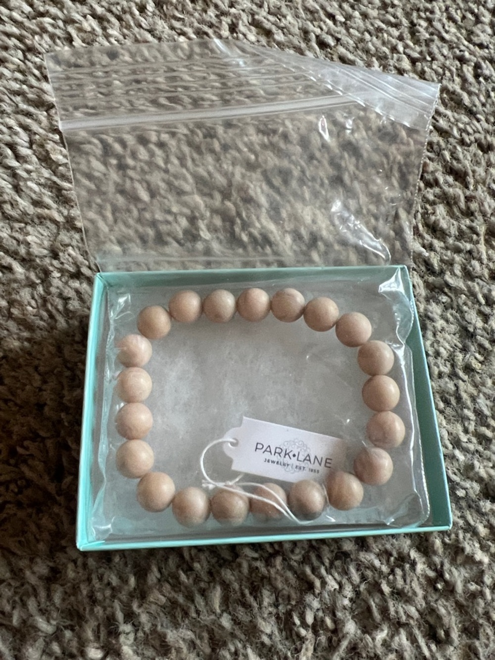 Park Lane Beige Wood Bead Stretch Bracelet
